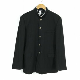 学生服 学ラン 185A 男子 トンボ 上着 丸洗い可 ウール混 標準型学生服 ラウンドカラー カシドス 黒 中古 ランクB a3 JJ7264