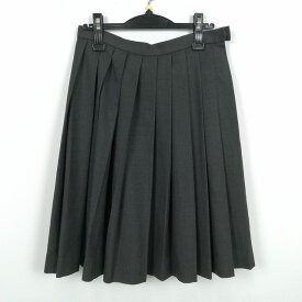 スクールスカート 冬物 w69-丈61 グレー 中学 高校 プリーツ 学生服 制服 女子 中古 HK5151