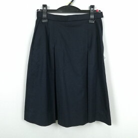 スクールスカート 冬物 w63-丈56 紺 中学 高校 プリーツ 学生服 制服 女子 中古 HK5164
