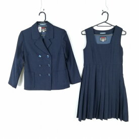 ブレザー ジャンパースカート 上下2点セット S 冬物 女子 学生服 中学 高校 紺 制服 中古 ランクC EY7503