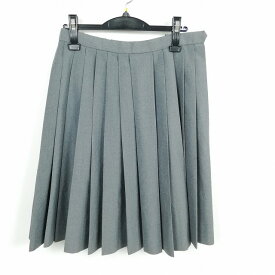 スクールスカート 夏物 w69-丈59 グレー 中学 高校 プリーツ 学生服 制服 女子 中古 HK5525