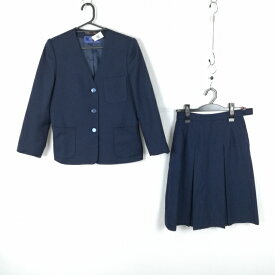 イートン スカート 上下2点セット 150A 冬物 女子 学生服 中学 高校 紺 制服 中古 ランクC EY9716