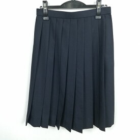 スクールスカート 冬物 w69-丈63 紺 中学 高校 プリーツ 学生服 制服 女子 中古 HK4651