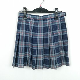 スクールスカート 夏物 w63-丈42 チェック 中学 高校 ミニ丈 プリーツ 学生服 制服 女子 中古 HK6286