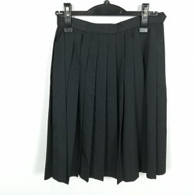 スクールスカート 冬物 w63-丈57 黒 中学 高校 プリーツ 学生服 制服 女子 中古 HK5186