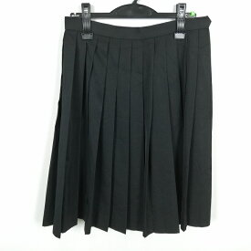 スクールスカート 冬物 w66-丈60 黒 中学 高校 プリーツ 学生服 制服 女子 中古 HK5187