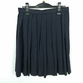 スクールスカート 冬物 w69-丈54 紺 中学 高校 プリーツ 学生服 制服 女子 中古 HK5197