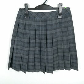 スクールスカート 夏物 w66-丈49 チェック 中学 高校 プリーツ 学生服 制服 女子 中古 HK5227