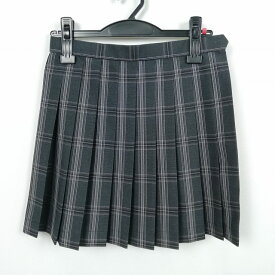 スクールスカート 夏物 w63-丈41 チェック 中学 高校 ミニ丈 プリーツ 学生服 制服 女子 中古 HK6298