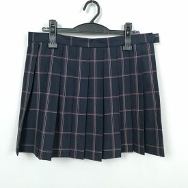 スクールスカート 大きいサイズ 夏物 w75-丈41 チェック 中学 高校 ミニ丈 プリーツ 学生服 制服 女子 中古 HK6302