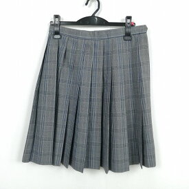 スクールスカート 夏物 w63-丈55 チェック 中学 高校 プリーツ 学生服 制服 女子 中古 HK5420