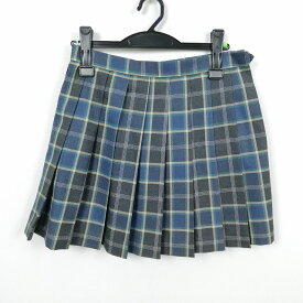 スクールスカート 冬物 w66-丈40 チェック 中学 高校 ミニ丈 プリーツ 学生服 制服 女子 中古 HK6315