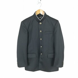 学生服 学ラン 165A 男子 上着 丸洗い可 ウール混 標準型学生服 ラウンドカラー カシドス 黒 中古 ランクB a3 JJ7055