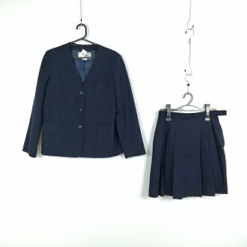 イートン スカート 上下2点セット 165A 大きいサイズ 冬物 女子 学生服 中学 高校 紺 制服 中古 ランクC EY9065