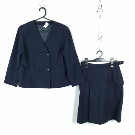 イートン スカート 上下2点セット 冬物 女子 学生服 中学 高校 紺 制服 中古 ランクC EY9125
