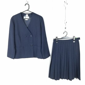 イートン スカート 上下2点セット 冬物 女子 学生服 中学 高校 紺 制服 中古 ランクC EY9266