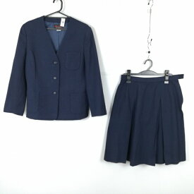 イートン スカート 上下2点セット カンコー 冬物 女子 学生服 中学 高校 紺 制服 中古 ランクC EY9414