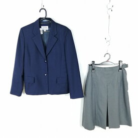 ブレザー ベスト スカート 上下3点セット 冬物 女子 学生服 中学 高校 紺 制服 中古 ランクC EY9425