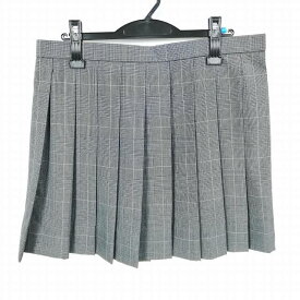 スクールスカート 大きいサイズ 夏物 w78-丈43 チェック 中学 高校 ミニ丈 プリーツ 学生服 制服 女子 中古 HK6352