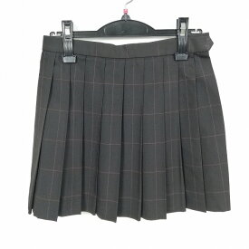 スクールスカート 夏物 w63-丈40 チェック 中学 高校 ミニ丈 プリーツ 学生服 制服 女子 中古 HK6385