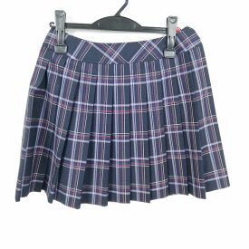 スクールスカート 夏物 w63-丈43 チェック 中学 高校 ミニ丈 プリーツ 学生服 制服 女子 中古 HK6388