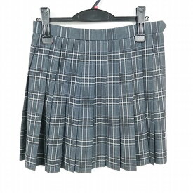 スクールスカート 夏物 w63-丈44 チェック 中学 高校 ミニ丈 プリーツ 学生服 制服 女子 中古 HK6389