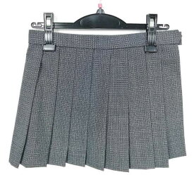 スクールスカート 夏物 w63-丈32 チェック 大阪伯太高校 マイクロミニ プリーツ 学生服 制服 女子 中古 HK6402