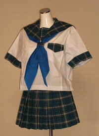 新品 夏 セーラー服 白 チェック衿 上下セット【別寸】 tamb_1413