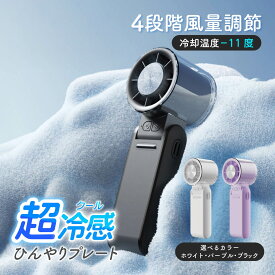 K&M ハンディファン 冷却プレート 携帯扇風機 首掛け扇風機 Type-C 充電式 手持ち扇風機 卓上 小型 スタンド機能 折り畳み式 首掛け 超静音 大風量 ハンズフリー扇風機 ポータブルファン 軽量 持ち運び ホワイト パープル ブラック
