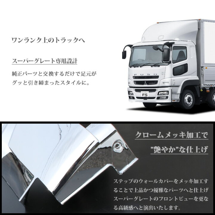 楽天市場】ふそう スーパーグレート メッキ ステップ ウォール カバー 