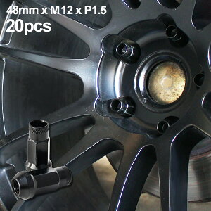 �����O �z�C�[���i�b�g �u���b�N �ђʃi�b�g 17HEX M12xP1.5 48mm 20pcs �\�P�b�g�t�� �z�C�[�� �i�b�g 4�� 5�� �X�^���X USDM JDM