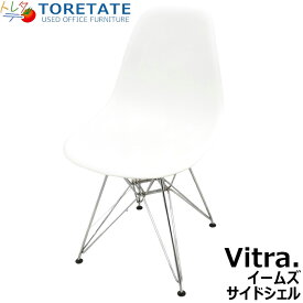 【中古】 vitra. ヴィトラ イームズ プラスチック サイドシェル ホワイト エッフェル ベース DSR ミーティング ダイニング チェア 2024032502 【中古オフィス家具】