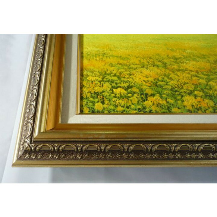 市場 油絵 直筆仕上げ絵画 ｆ６サイズ 直筆仕上げ アクリル 春 菜の花畑 額縁付 キャンバス