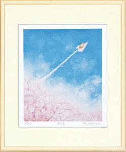 絵画 額装 インテリアアート 額縁付 とみながまい 「桜雲」 四ッ切