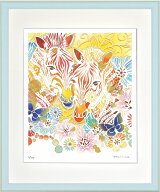 日本の名画 絵画 ジークレー版画 額装絵画 平石智美 「花とシマウマ」 四ッ切