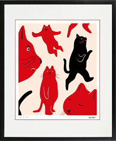 絵画 額装 デジタル版画 MEOMEO 「猫は自由に生きている」 四ッ切