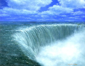 油彩画 洋画 (油絵額縁付きで納品対応可) F3 「NaiaGara falls(ナイアガラの滝)」 相田省吾