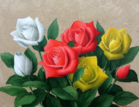 油彩画 洋画 (油絵額縁付きで納品対応可) P10号 「ばら2 薔薇2」 安田 英明