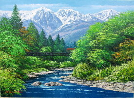 油彩画 洋画 (油絵額縁付きで納品対応可) M4号 「白馬岳」 広瀬 和之