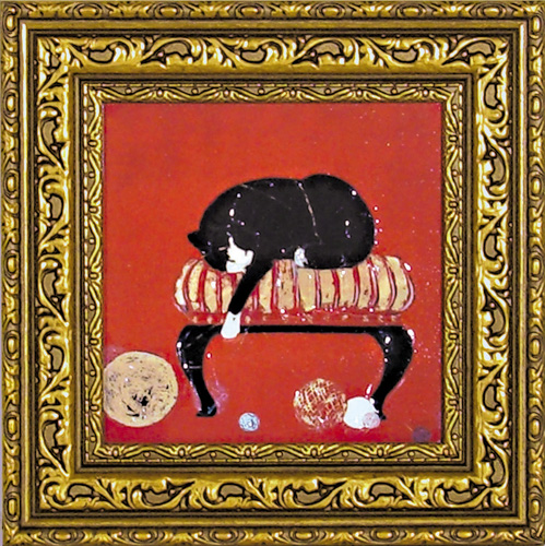 絵画　額縁付き　絵画　アートフレーム　ドミンゲス「子猫の毛糸（Ｓ）」　DO-04306-新品