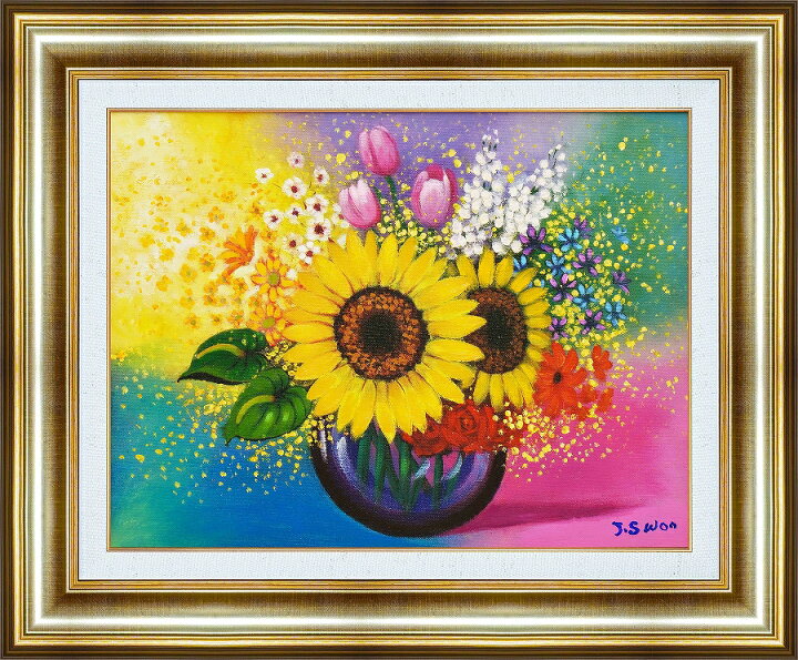 楽天市場】絵画 油彩画 洋画 ゴールド色の油絵額縁付き F4 〜 F10 