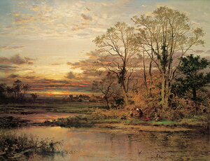 絵画 複製名画 キャンバスアート 世界の名画シリーズ ベンジャミン・ウィリアムズ・リーダー 「 日没 」 サイズ SM 〜 25号