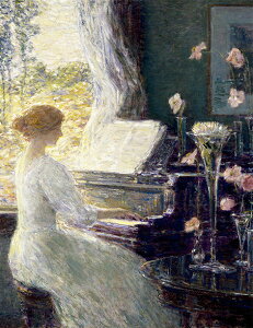 絵画 複製名画 キャンバスアート 世界の名画シリーズ チャイルド・ハサム 「ソナタ」 サイズ SM 〜 25号