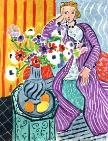 絵画 複製名画 キャンバスアート 世界の名画シリーズ アンリ・マティス 「紫色のドレスとアネモネ」 サイズ 3号