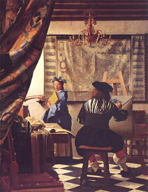 絵画 複製名画 キャンバスアート 世界の名画シリーズ ヨハネス・フェルメール 「 画家のアトリエ 」 サイズ SM