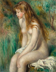 絵画 複製名画 キャンバスアート 世界の名画シリーズ ピエール・オーギュスト・ルノワール 「 髪の毛の女性のヌード 」 サイズ SM 〜 20号