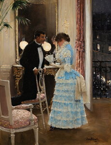 絵画 複製名画 キャンバスアート 世界の名画シリーズ ジャン・ベロー 「 TheConversation 」 サイズ SM 〜 12号