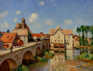 絵画 複製名画 キャンバスアート 世界の名画シリーズ シスレー 「 モレの橋 」 サイズ SM 〜 10号