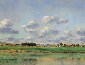 絵画 複製名画 キャンバスアート 世界の名画シリーズ ドビニ 「 ウアズ川の風景 」 サイズ SM 〜 6号