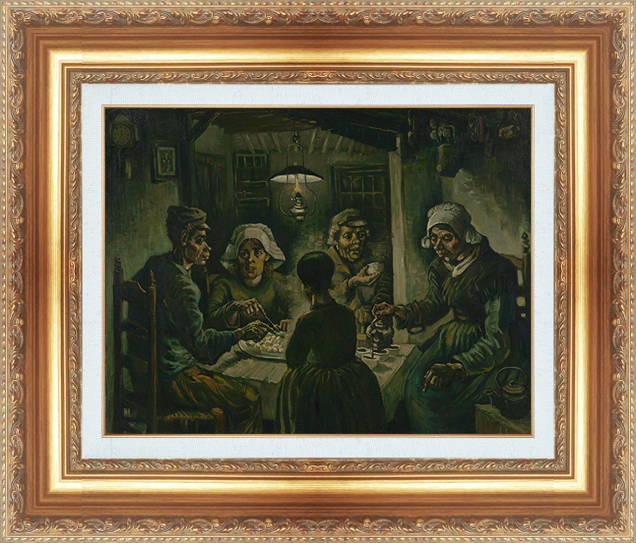 絵画 額縁付き 複製名画 世界の名画シリーズ ヴィンセント・ヴァン・ゴッホ 「 ジャガイモを食べる人たち 」 サイズ 15号 | 絵画 掛軸 額縁屋  ＴＯＵＯ